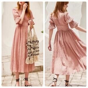 Anthropologie Pink Midi Dress